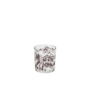 TEALIGHT HOLDER MOUNTAIN GLASS TRANSPARENT/BLACK SMALL