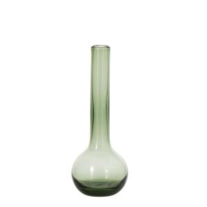 VASE ROUND BASE FLASK GLASS GREEN SMALL