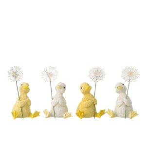 DUCK FLOWER RESIN WHITE/YELLOW ASSORTMENT OF 4