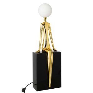 TABLE LAMP SEATED SILHOUETTE MATEL GOLD/BLACK