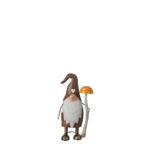 GNOME MUSHROOM METAL TAUPE/ORANGE SMALL