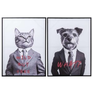 POSTER SUIT MDF BLACK/BURGUNDY ASSORTMENT OF 2