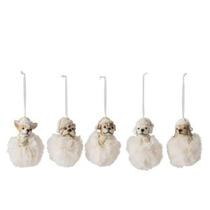 HANGER DOG POLYRESIN ECRU ASSORTMENT OF 5