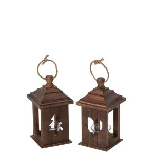 LANTERN FIR WOOD BROWN ASSORTMENT OF 2