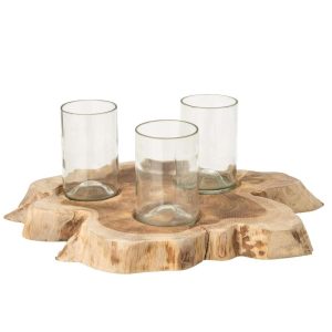 VASE / TEALIGHTHOLDER 3 POTS GLASS NATURAL/TRANSPARENT