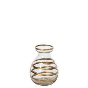 CANDLE HOLDER GLASS GOLD/TRANSPARENT