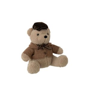 DOORSTOP BEAR CHECKERED POLYESTER BEIGE/BROWN