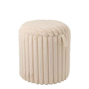 POUFFE + LID RIBBED MDF BEIGE