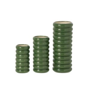SET OF 3 VASE ALBA PORCELAIN GREEN