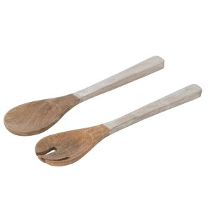 SALAD SERVER MANGO WOOD WHITE