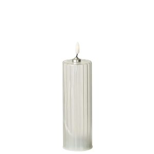 LED CANDLE STRIPES GLASS TRANSPARENT LARGE