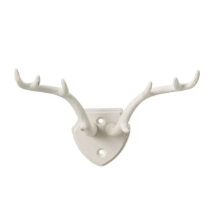 COAT RACK ANTLERS PEWTER WHITE