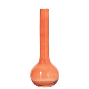VASE ROUND BASE FLASK GLASS ORANGE LARGE