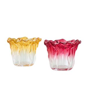 TEALIGHT HOLDER GLASS MULTI ASSORTMENT OF 2