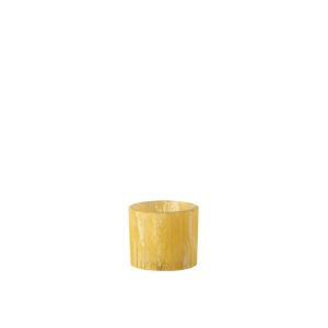 TEALIGHT HOLDER LINES GLASS/RESIN YELLOW SMALL