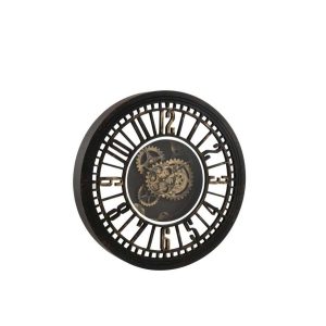 CLOCK ROUND RADARS MECHANISM MIRROR ANTIQUE BLACK/GOLD