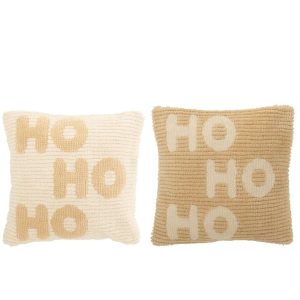CUSHION HOHOHO POLYESTER WHITE/BEIGE ASSORTMENT OF 2