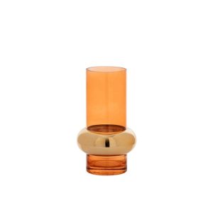 VASE RING LOW CYLINDER GLASS ORANGE/GOLD SMALL