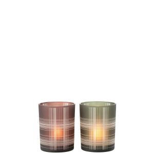 HURRICANE CHECK GLASS MAT BROWN/GREEN MEDIUM ASSORTMENT OF 2