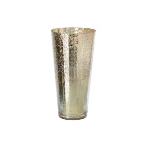 CANDLE HOLDER GLASS SILVER/GOLD LARGE