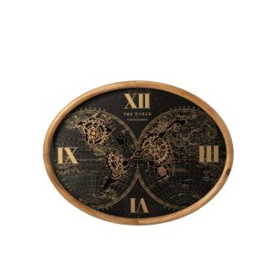 WALL CLOCK OVAL METAL NATURAL/BLACK