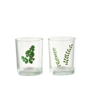 HURRICANE LEAF GLASS GREEN/TRANSPARANT ASSORTIMENT OF 2