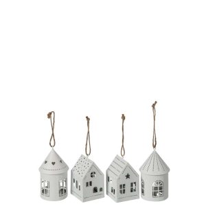 HOUSE LED HANGER IRON WHITE ASSORTMENT OF 4