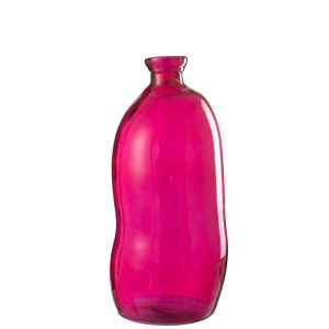 VASE OVAL GLASS FUSCHIA