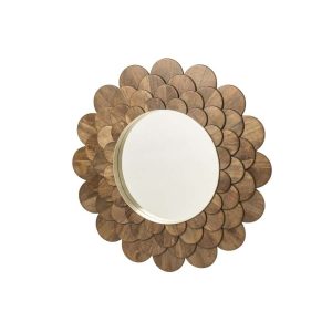 WALL MIRROR FLOWERS MANGO WOOD DARK BROWN