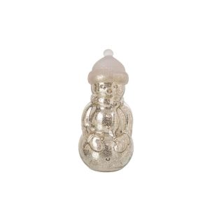 SNOWMAN LED GLASS SILVER MEDIUM