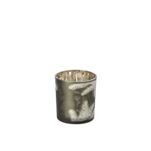 TEALIGHT HOLDER PINECONE GLASS DARK GREEN SMALL
