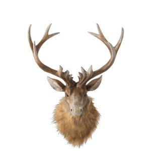 WALL OBJECT REINDEER HEAD POLYRESIN BROWN/LIGHT BEIGE LARGE