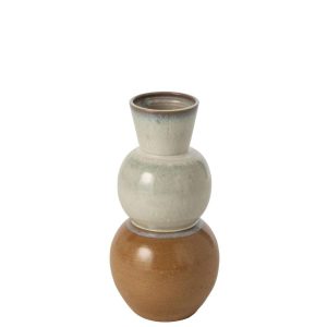 VASE CERAMIC CARAMEL/LIGHT BLUE SMALL