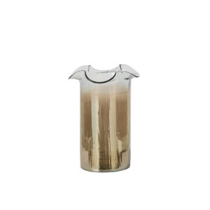 VASE SMOKED + WAVY CYLINDER GLASS RUST BROWN/TRANSPARENT MEDIUM