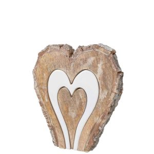 HEART MANGO WOOD NATURAL/WHITE LARGE