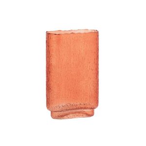 VASE OPAQUE RECTANGLE RELIEF GLASS ORANGE LARGE