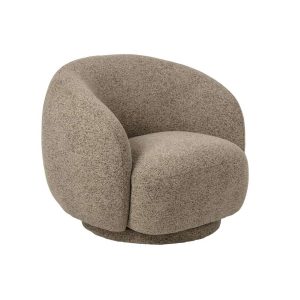 LOUNGE CHAIR SWIVELLING PLYWOOD/FABRIC BROWN/ECRU