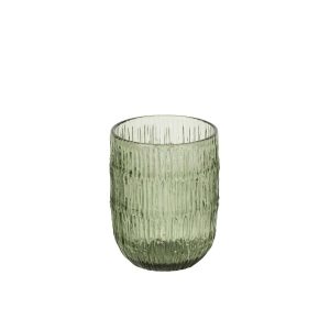 DRINKING GLASS RIBBED GLASS GREEN