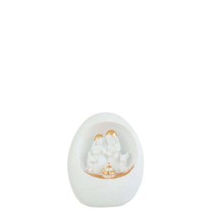 NATIVITY SCENE IN STONE RESIN WHITE/GOLD LARGE