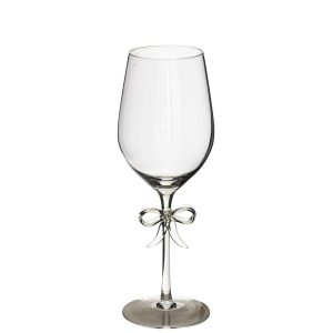 WINE GLASS WHITE BOW GLASS TRANSPARENT