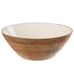 BOWL KOS WOOD BROWN/WHITE