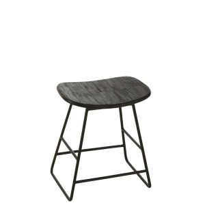 STOOL RECTANGULAR RECYCLE TEAK BLACK SMALL