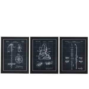 PLACARD SKI ACCESSORIES METAL BLACK/WHITE ASSORTMENT OF 3