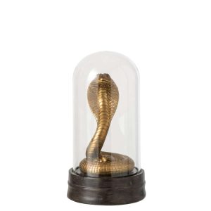 DECORATIVE BELL JAR SNAKE POLYRESIN GOLD/BLACK SMALL