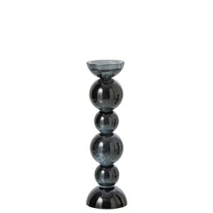 CANDLE HOLDER GLASS PETROL LARGE