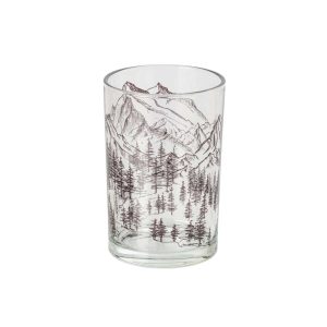 TEALIGHT HOLDER MOUNTAIN GLASS TRANSPARENT/BLACK LARGE