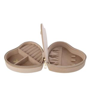 JEWELLERY BOX HEART VELVET BEIGE LARGE