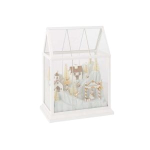 CHRISTMAS VILLAGE LED GLASS/SYNTHETIC WHITE/GOLD MEDIUM