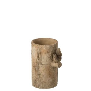 VASE SQUIRREL CEMENT BEIGE/BROWN SMALL