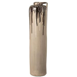 FLOOR VASE CERAMIC BEIGE/BROWN LARGE